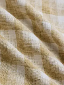 Snitch Men Spread Collar Gingham Checked Cotton Casual Shirt