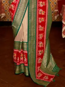 DEVATITHI Kalamkari Zari Silk Blend Patola Saree