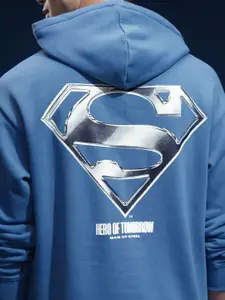 HIGHLANDER Men Superman Oversized Drop Shoulder Hoodie Sweatshirt