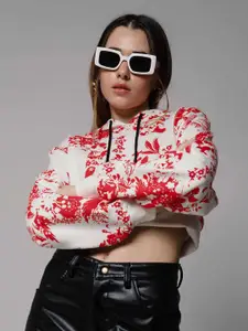 DressBerry Women Printed Hooded Sweatshirt