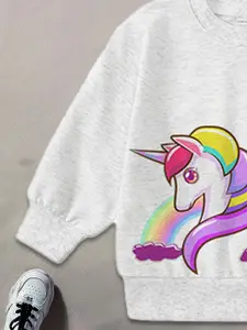 FOREVER FRIDAY Girls Graphic Printed Pure Cotton Sweatshirt