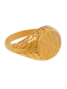 Saizen Gold-Plated intricate Texured Finger Ring