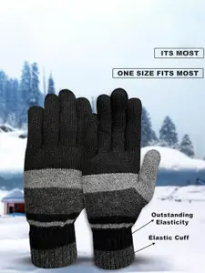 LOOM LEGACY Men Striped Acrylic Winter Gloves