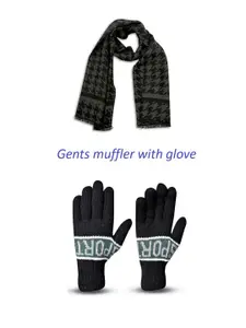 LOOM LEGACY Men Striped Acrylic Winter Gloves