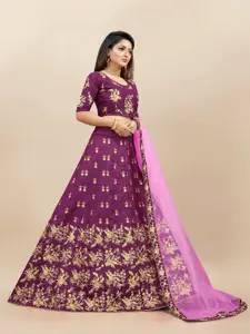 A TO Z CART Embroidered Thread Work Semi-Stitched Lehenga & Unstitched Blouse With Dupatta