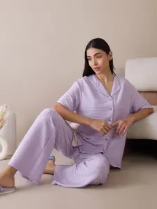 Sweet Dreams Women Shirt Collar Night suit