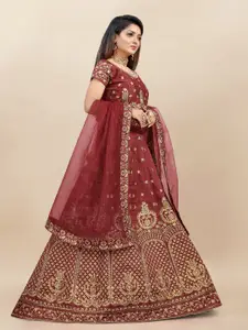 A TO Z CART Embroidered Thread Work Semi-Stitched Lehenga & Unstitched Blouse With Dupatta