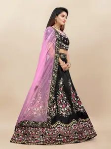 A TO Z CART Embroidered Thread Work Semi-Stitched Lehenga & Unstitched Blouse With Dupatta