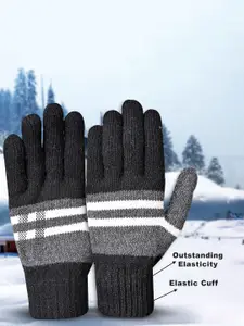 LOOM LEGACY Men Patterned Woollen Winter GloveS With Muffler