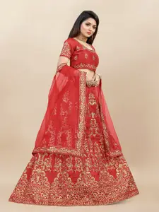 A TO Z CART Embroidered Thread Work Semi-Stitched Lehenga & Unstitched Blouse With Dupatta