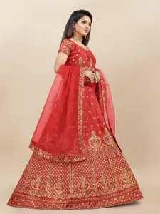 A TO Z CART Embroidered Thread Work Semi-Stitched Lehenga & Unstitched Blouse With Dupatta