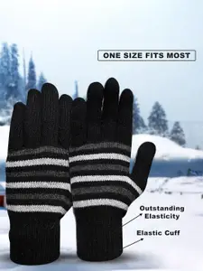 LOOM LEGACY Men Patterned Acrylic Winter Gloves With Muffler