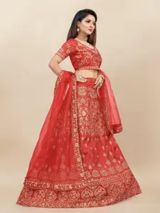 A TO Z CART Embroidered Thread Work Semi-Stitched Lehenga & Unstitched Blouse With Dupatta