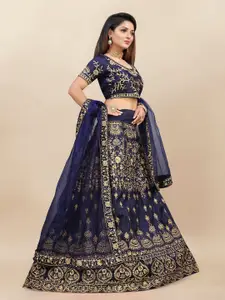 A TO Z CART Embroidered Thread Work Semi-Stitched Lehenga & Unstitched Blouse With Dupatta