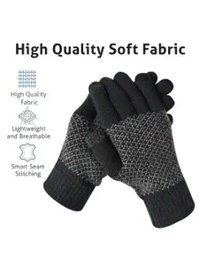 LOOM LEGACY Men Striped Acrylic Winter Gloves