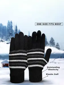 LOOM LEGACY Men Striped Winter Gloves with Muffler