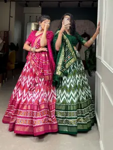 BAESD Printed Semi-Stitched Lehenga & Unstitched Blouse With Dupatta