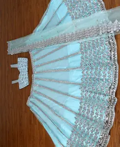 Rujave Embellished Thread Work Semi-Stitched Lehenga & Unstitched Blouse With Dupatta