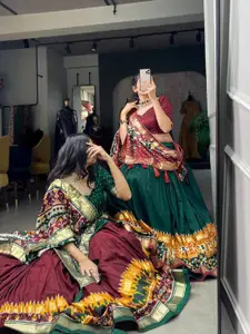 BAESD Printed Semi-Stitched Lehenga & Unstitched Blouse With Dupatta