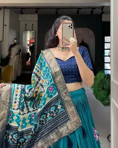 BAESD Printed Semi-Stitched Lehenga & Unstitched Blouse With Dupatta