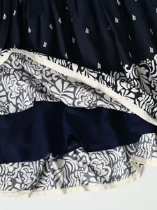 Bella Moda Girls Floral Print Puff Sleeve Ruffled Cotton Fit & Flare Dress