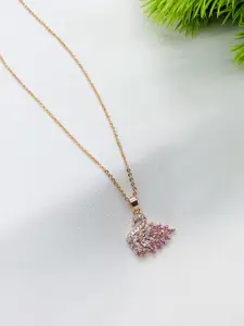 Wynona Rose Gold-Plated Crystals Stone-Studded Swan Pendants With Chains