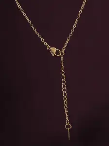 PALMONAS 18K Gold-Plated Cubic Zirconia Studded Ginkgo Leaf Pendant With Chain