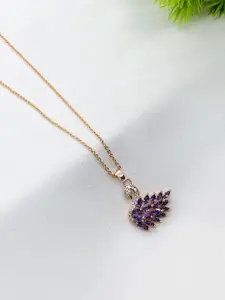 Wynona Rose Gold-Plated Crystal Stones Studded Swan Shaped Pendants With Chains