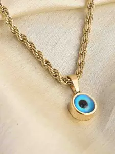PALMONAS 18K Gold-Plated Evil Eye Spiral Stainless Steel Pendant With Chain