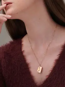PALMONAS 18K Gold-Plated Stainless Steel Love Envelope Pendant With Chain