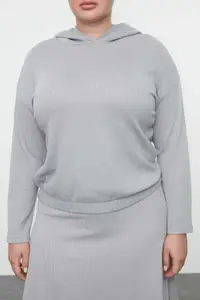 Trendyol Plus Size Hooded Sweatshirt And Skirt