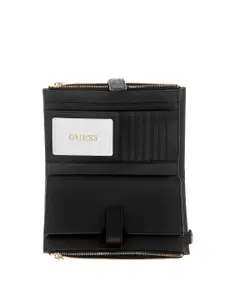 GUESS Women  Coal Logo Printed Laurel PU Two Fold Wallet