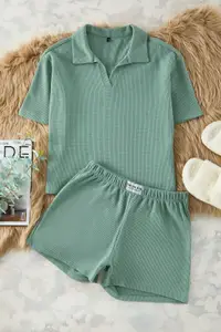 Trendyol Women Shirt Collar Night suit