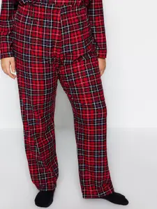 Trendyol Checked V-Neck Night Suit