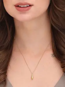 PALMONAS 18KT Gold-Plated Thin Drop Shaped Pendant With Chain