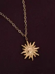 PALMONAS 18K Gold-Plated Glowing Sun Stainless Steel Pendant With Chain