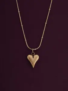 PALMONAS 18KT Gold-Plated Cubic Zirconia Studded Heart Shaped Pendant With Chain