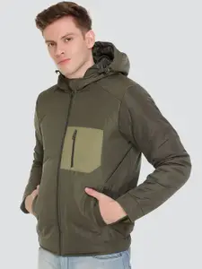The Roadster Lifestyle Co. Men Hooded Solid Casual Lightweight Bomber Jacket