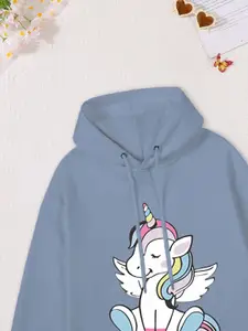 FOREVER FRIDAY Girls Graphic Printed Hooded Cotton Sweatshirt