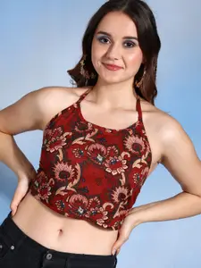 YASH GALLERY Floral Printed Cotton Backless Saree Blouse