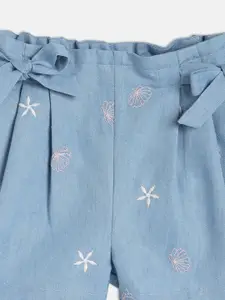 MINI KLUB Girls Floral Embroidery Shorts