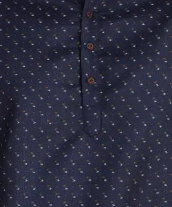 Anouk Blue Geometric Printed Mandarin Collar Straight Kurta