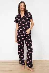 Trendyol Women Pure Cotton Printed Night suit