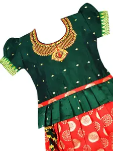 AMIRTHA FASHION Girls Embroidered Ready to Wear Lehenga & Blouse