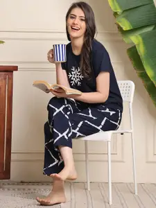 Boston Club Women Printed Round Neck Night suit