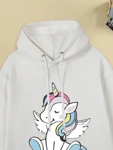 FOREVER FRIDAY Girls Printed Hooded Pure Cotton Sweatshirt