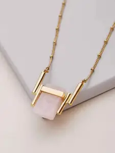 Rhea Artemis Gold-Plated Rose Quartz Studded Minimal Necklace