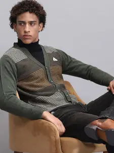 Monte Carlo Men Striped V-Neck Cardigan