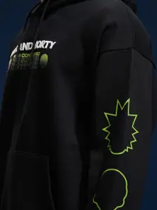 HIGHLANDER Men Rick & Morty Oversized Drop Shoulder Hoodie Sweatshirt