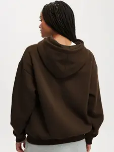 CLAFOUTIS Women Typography Printed Hooded Oversized Sweatshirt